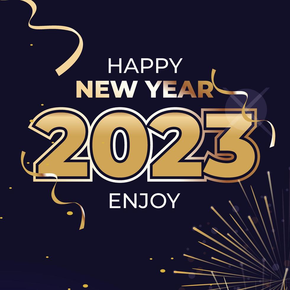 contento nuovo anno 2023. numero design per saluto carte, rendere il tuo nuovo anni momento Di Più divertimento. contento nuovo anno 2023 striscione, manifesto o carta modello. contento nuovo anno vettore