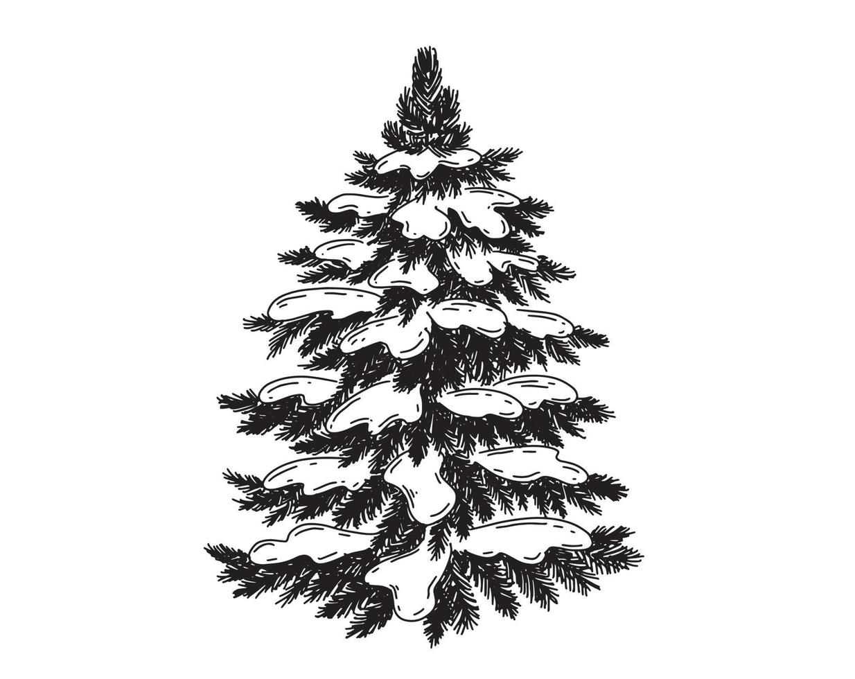 illustrazione disegnata a mano dell'albero di natale vettore