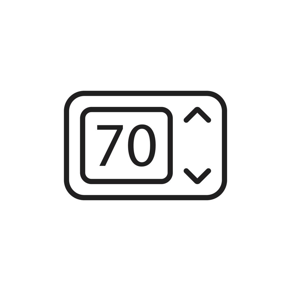 eps10 nero vettore elettronico termostato su 70c linea icona isolato su bianca sfondo. termostato schema simbolo nel un' semplice piatto di moda moderno stile per il tuo sito web disegno, logo, e mobile App