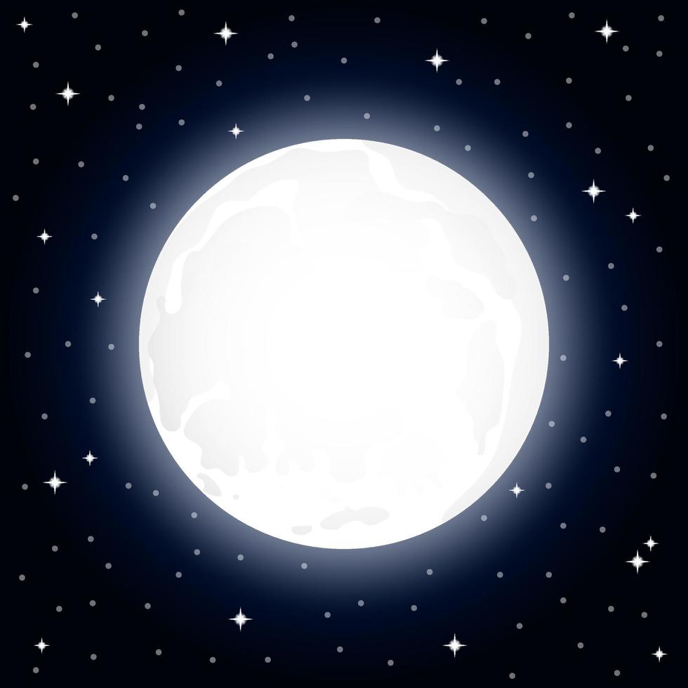 Luna con splendente stelle, vettore illustrazione cielo