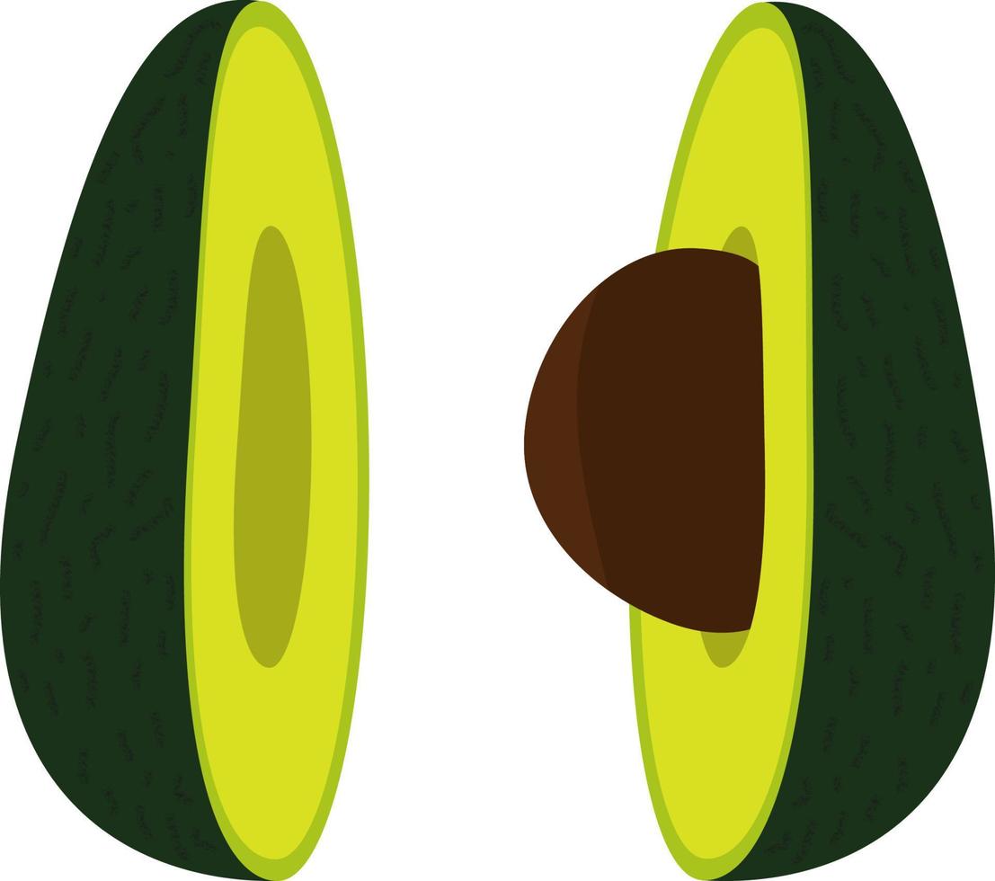 Stampa design di avocado metà con fossa. vettore