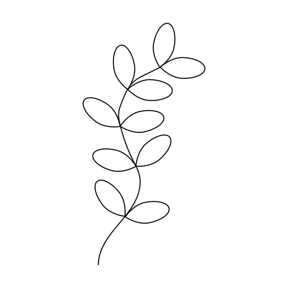 mano disegnato ramoscello nel linea arte scarabocchio stile. botanico decorativo elemento. vettore