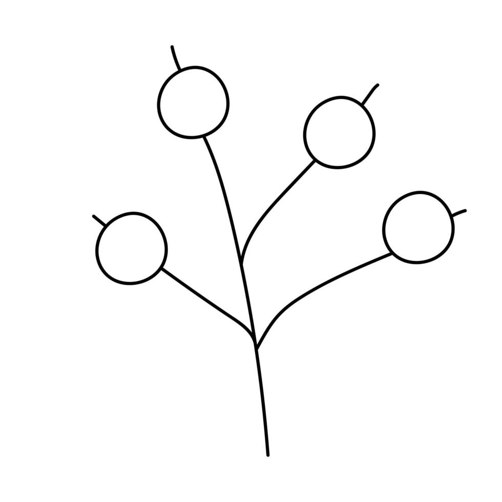 mano disegnato ramoscello con frutti di bosco nel linea arte scarabocchio stile. botanico decorativo elemento. vettore