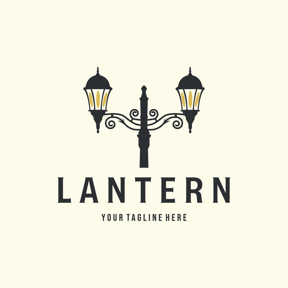 lanterna con Vintage ▾ stile logo vettore illustrazione modello disegno, strada lampada logo grafico design