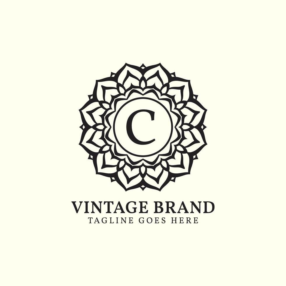 lussuoso mandala Vintage ▾ lettera c vettore logo design