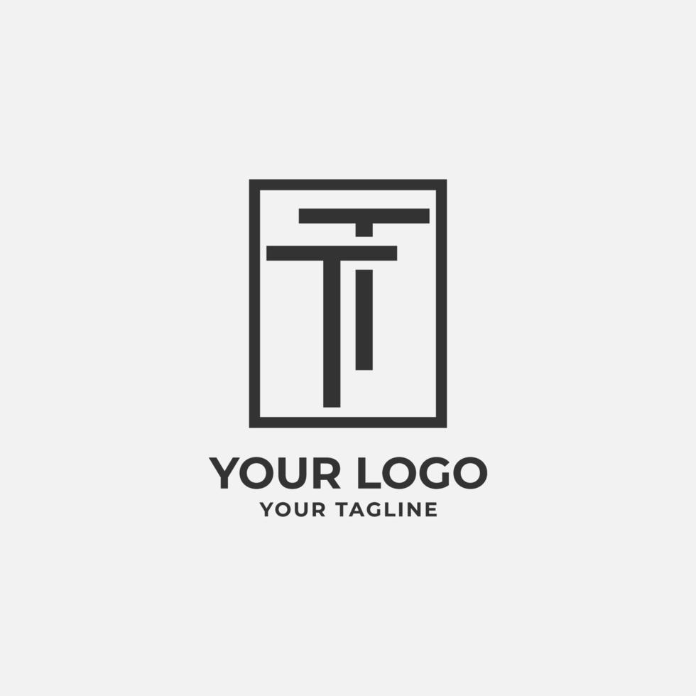 tt monogramma lettera dentro rettangolo minimalista e elegante vettore logo design