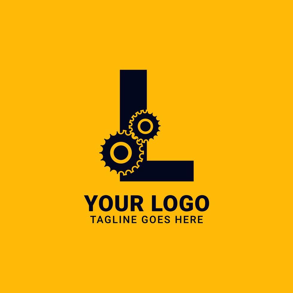 lettera l con Ingranaggio per tecnologia e meccanico vettore logo design