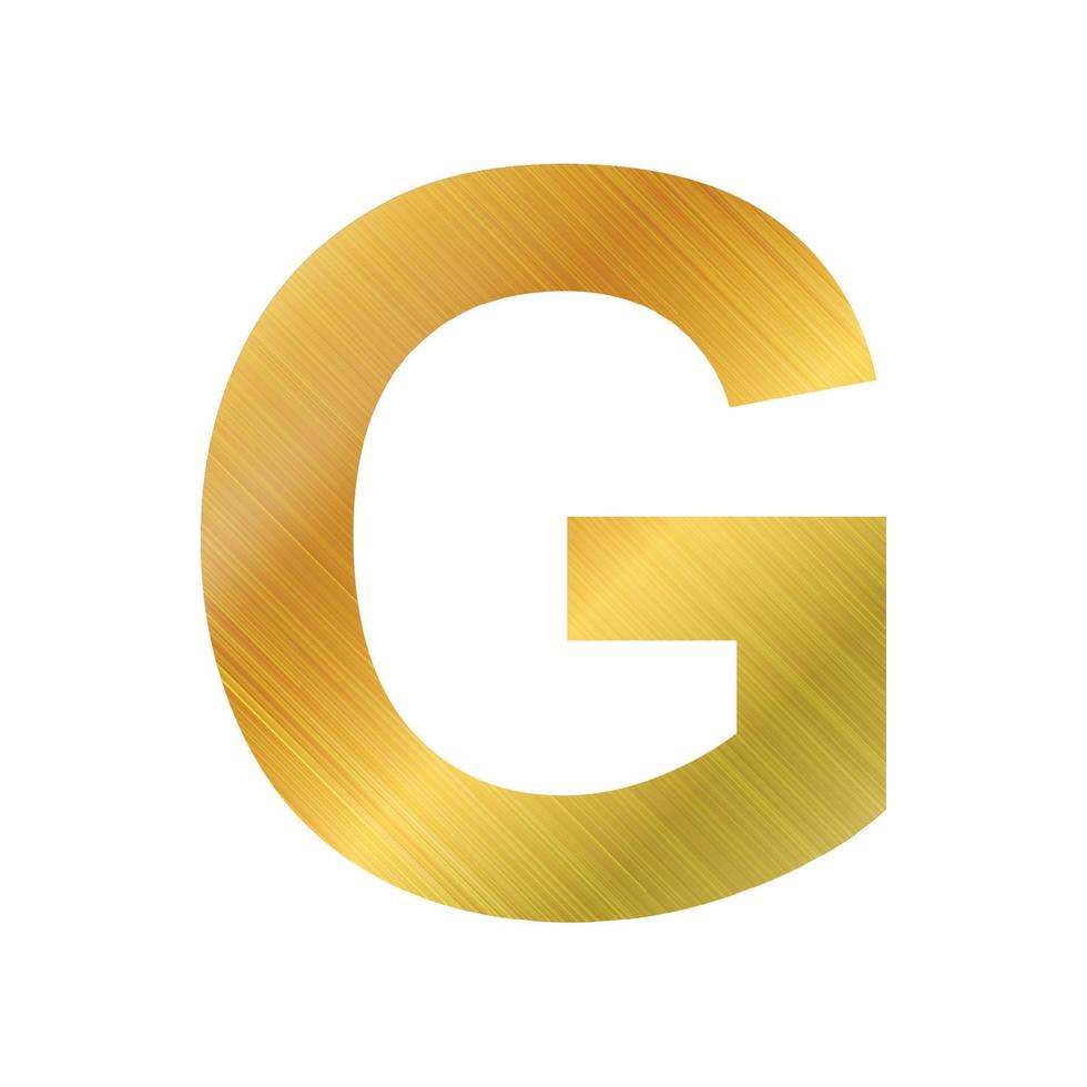 inglese alfabeto, oro struttura lettera g su bianca sfondo - vettore