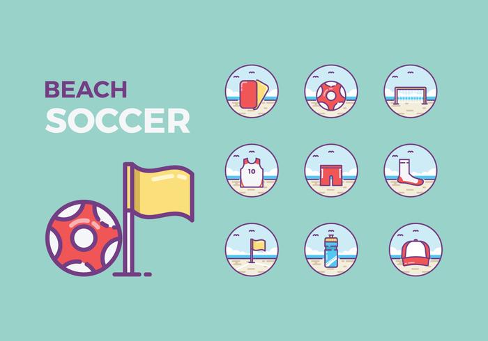 Icone di beach soccer gratis vettore