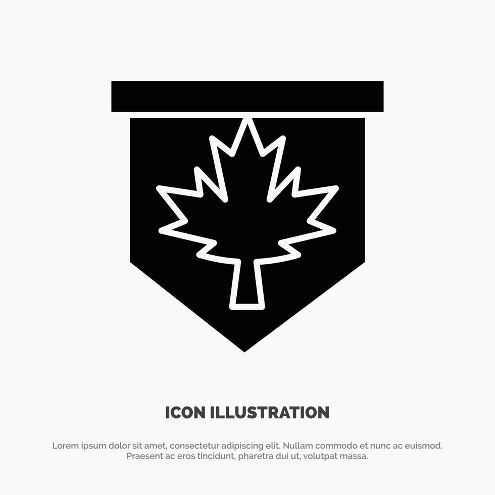 etichetta foglia Canada cartello solido glifo icona vettore