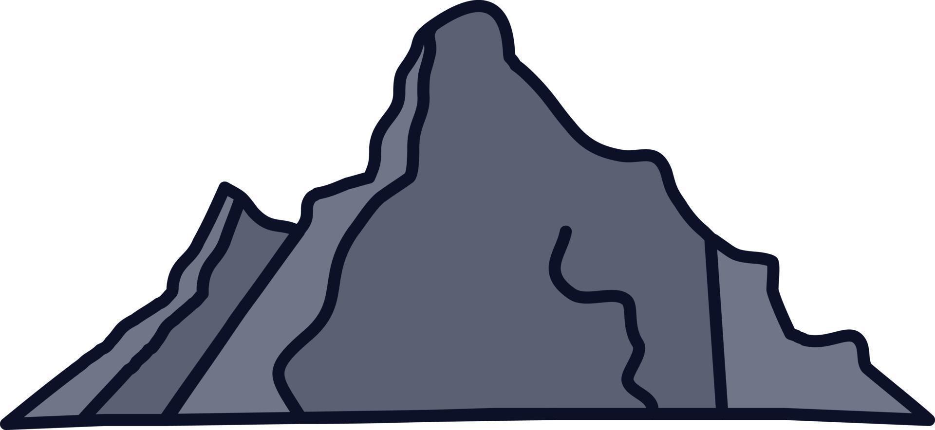 collina paesaggio natura montagna scena piatto colore icona vettore