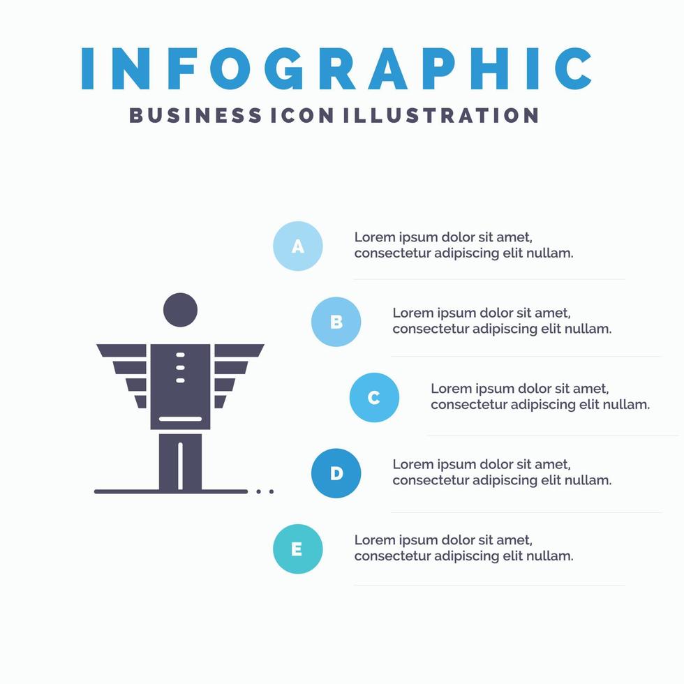 angelo attività commerciale carriera la libertà investitore solido icona infografica 5 passaggi presentazione sfondo vettore