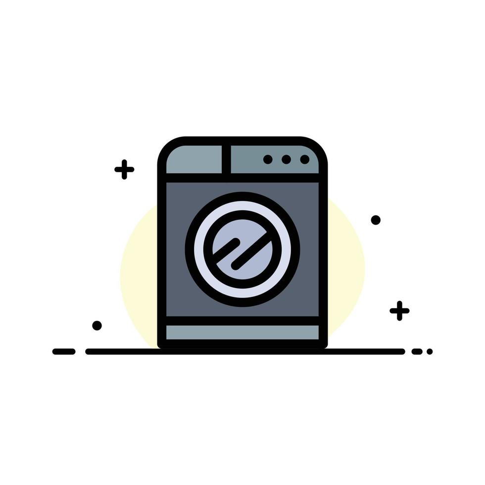 macchina tecnologia lavaggio lavaggio attività commerciale piatto linea pieno icona vettore bandiera modello