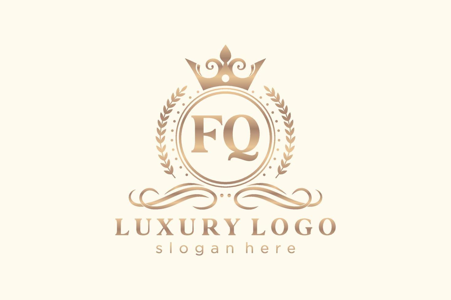 iniziale fq lettera reale lusso logo modello nel vettore arte per ristorante, regalità, boutique, bar, Hotel, araldico, gioielleria, moda e altro vettore illustrazione.