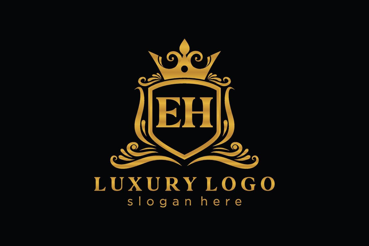 iniziale eh lettera reale lusso logo modello nel vettore arte per ristorante, regalità, boutique, bar, Hotel, araldico, gioielleria, moda e altro vettore illustrazione.