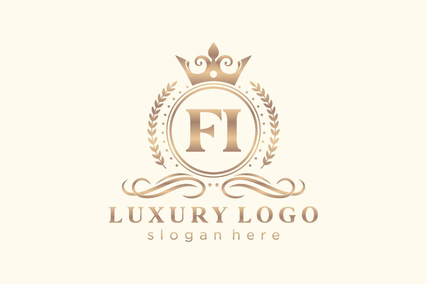 iniziale fi lettera reale lusso logo modello nel vettore arte per ristorante, regalità, boutique, bar, Hotel, araldico, gioielleria, moda e altro vettore illustrazione.