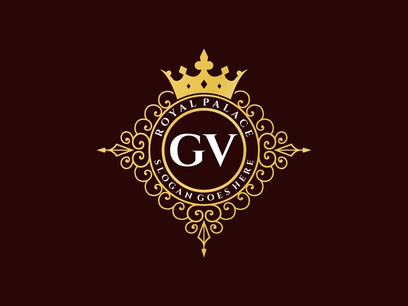 lettera gv antico reale lusso vittoriano logo con ornamentale telaio. vettore