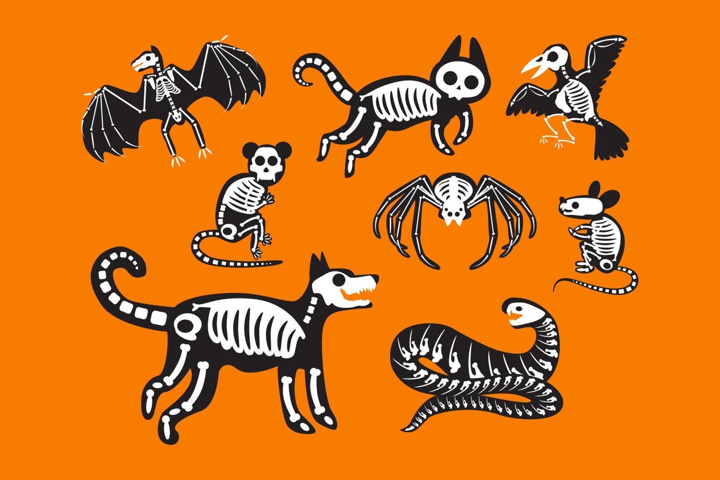 animale scheletro Halloween celebrazione impostato vettore