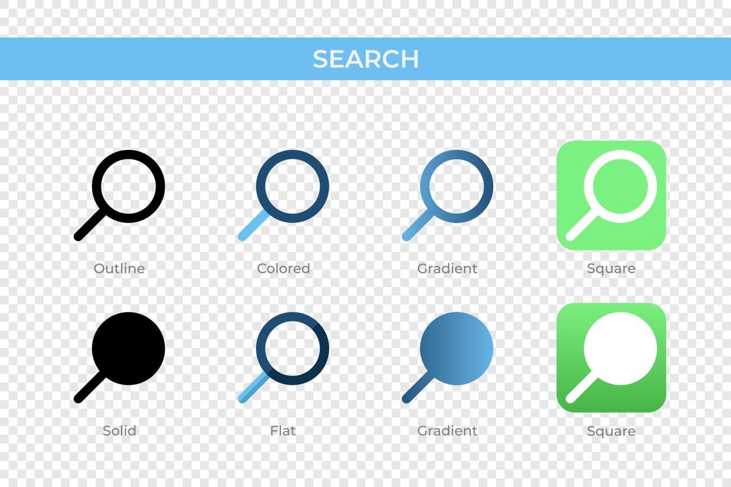 ricerca icona nel diverso stile. ricerca vettore icone progettato nel schema, solido, colorato, pendenza, e piatto stile. simbolo, logo illustrazione. vettore illustrazione