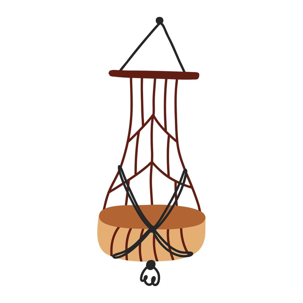 di legno di vimini culla sospeso swing per un' neonato bambino. boho bambino asilo scandinavo neutro arredamento elemento. bambino doccia minimalista clipart per neonato vettore