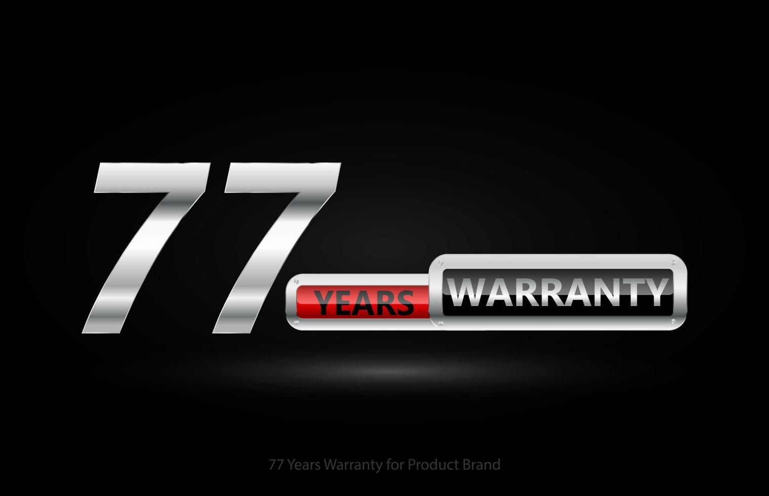 77 anni garanzia argento logo isolato su nero sfondo, vettore design per Prodotto garanzia, garanzia, servizio, aziendale, e il tuo attività commerciale.