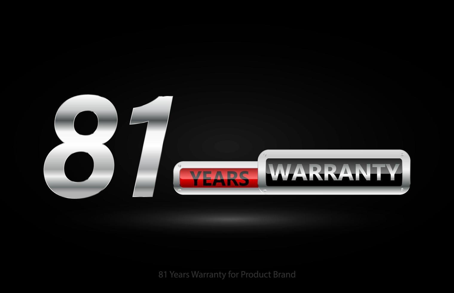 81 anni garanzia argento logo isolato su nero sfondo, vettore design per Prodotto garanzia, garanzia, servizio, aziendale, e il tuo attività commerciale.