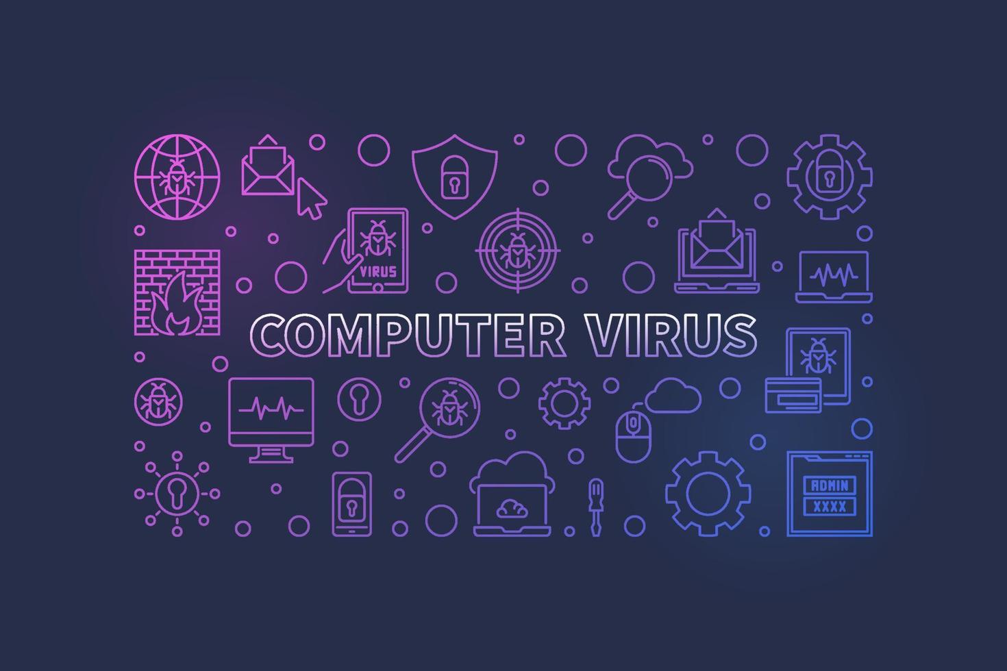 computer virus vettore concetto linea orizzontale illustrazione