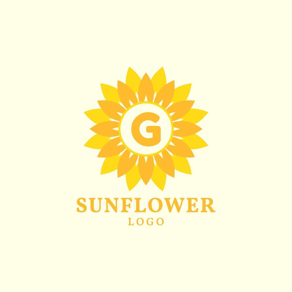 lettera g girasole caldo e affascinante vettore logo design