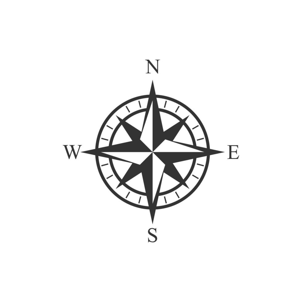 icona della bussola. illustrazione vettoriale della bussola. simbolo di navigazione. segnale di direzione.