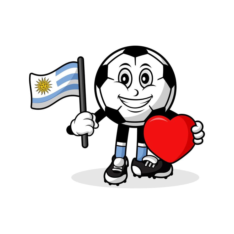 portafortuna cartone animato calcio amore Uruguay bandiera design vettore