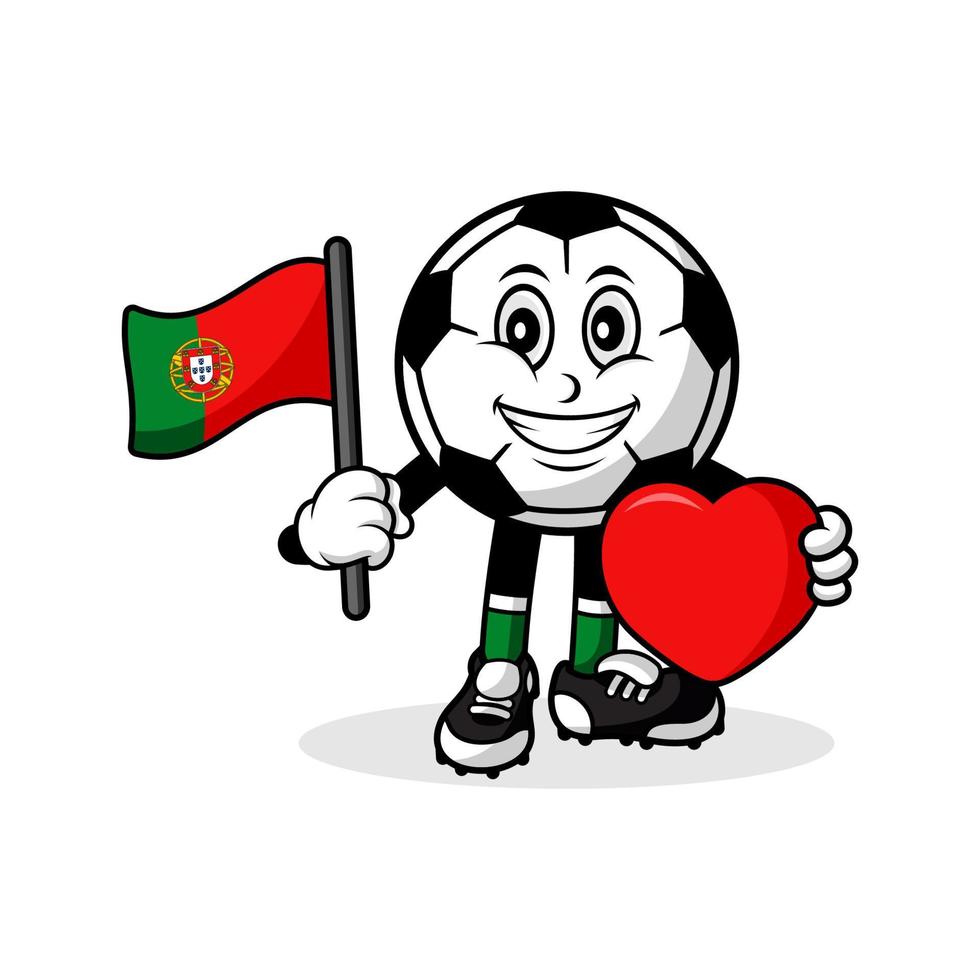 portafortuna cartone animato calcio amore Portogallo bandiera design vettore