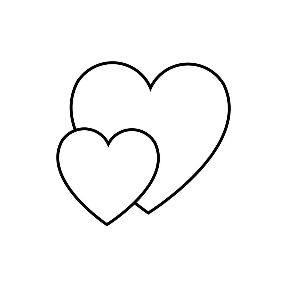 nero e bianca lineare semplice icona di un' bellissimo Due cuori nel amore per il vacanza di amore su San Valentino giorno o marzo 8. vettore illustrazione