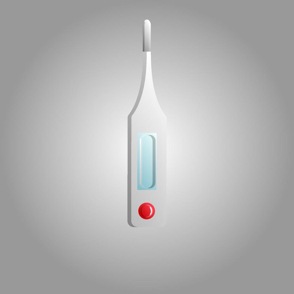 bellissimo medico icona di un' bicchiere digitale nuovo termometro per misurazione temperatura su un' bianca sfondo vettore