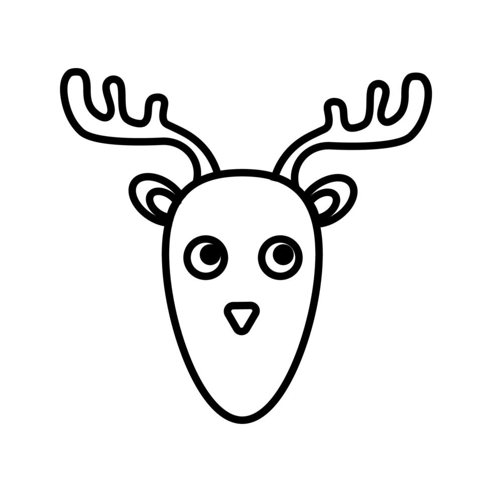 nero e bianca piccolo semplice lineare icona di un' bellissimo festivo nuovo anno Natale cervo con corna su un' bianca sfondo. vettore illustrazione