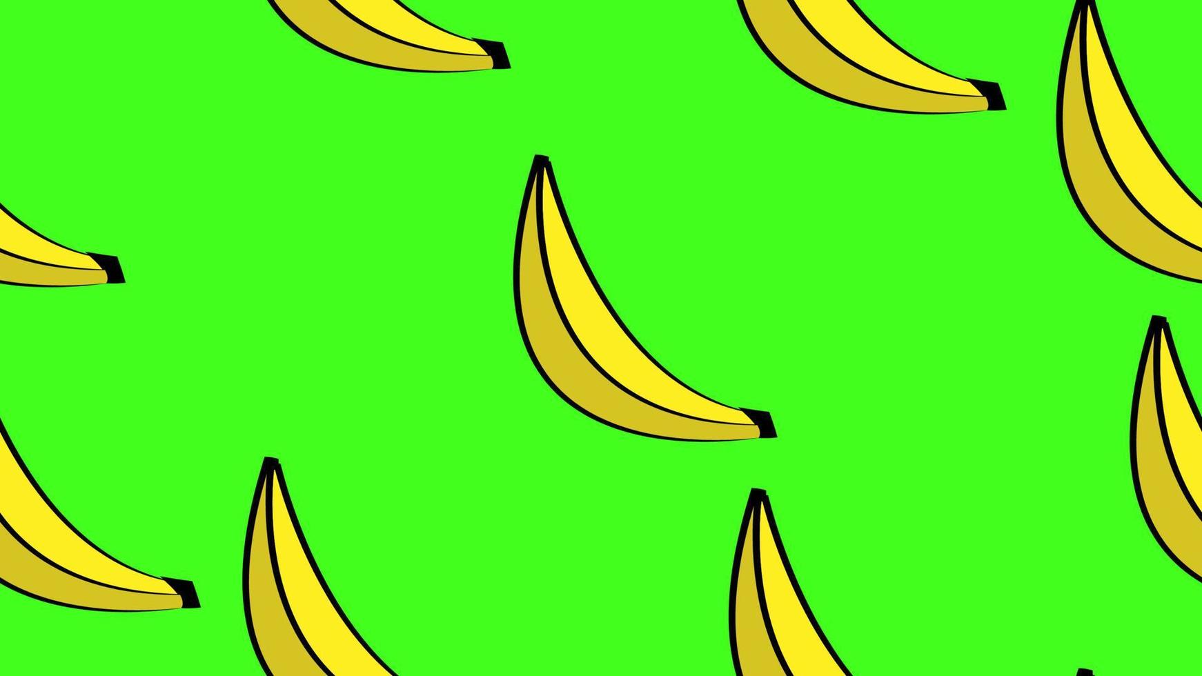 vettore illustrazione. modello con banane. giallo, luminosa Banana su un' luminosa leggero verde sfondo. vegano cibo. salutare cibo, bar e ristorante design modello