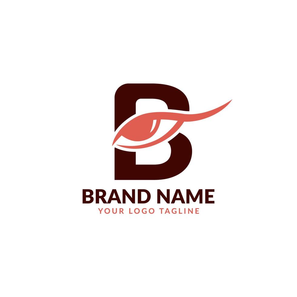 lettera B con occhio vettore logo design per moda marca, bellezza ottica, e trucco artista