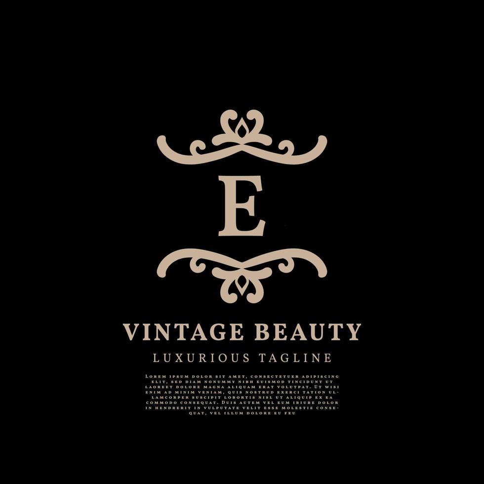 lettera e semplice cresta lusso Vintage ▾ vettore logo design per bellezza cura, stile di vita media e moda marca