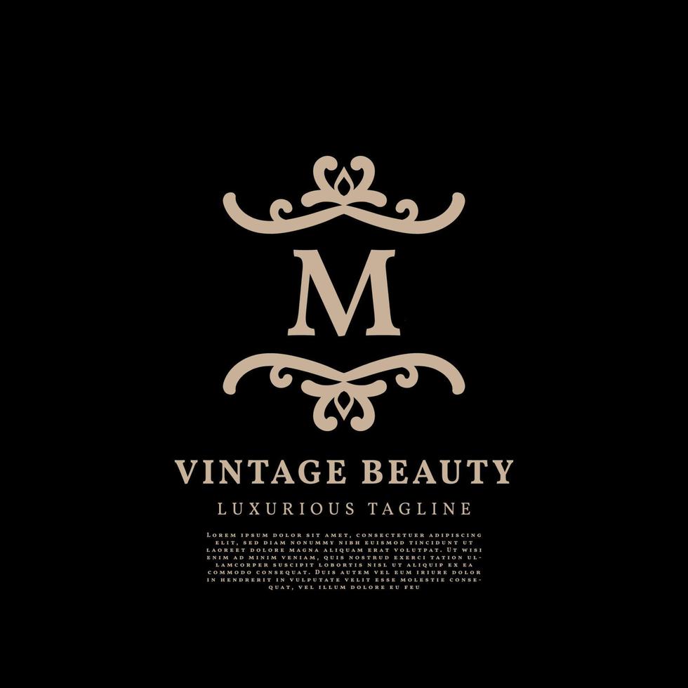 lettera m semplice cresta lusso Vintage ▾ vettore logo design per bellezza cura, stile di vita media e moda marca