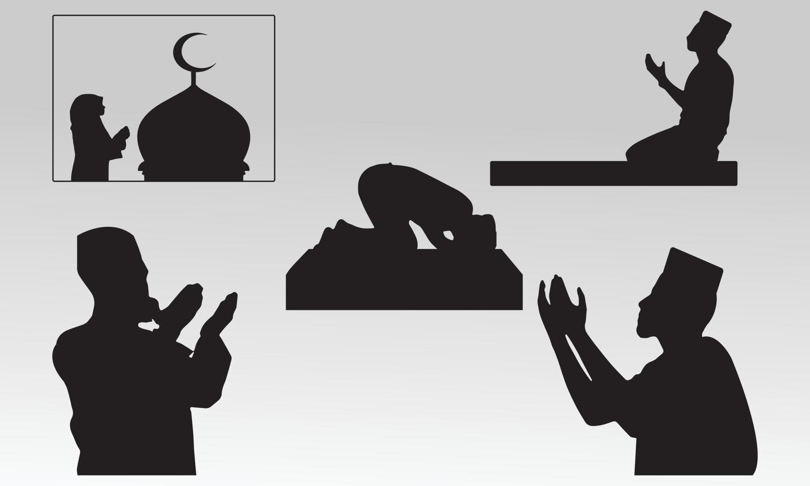 islamico preghiera silhouette collezione vettore
