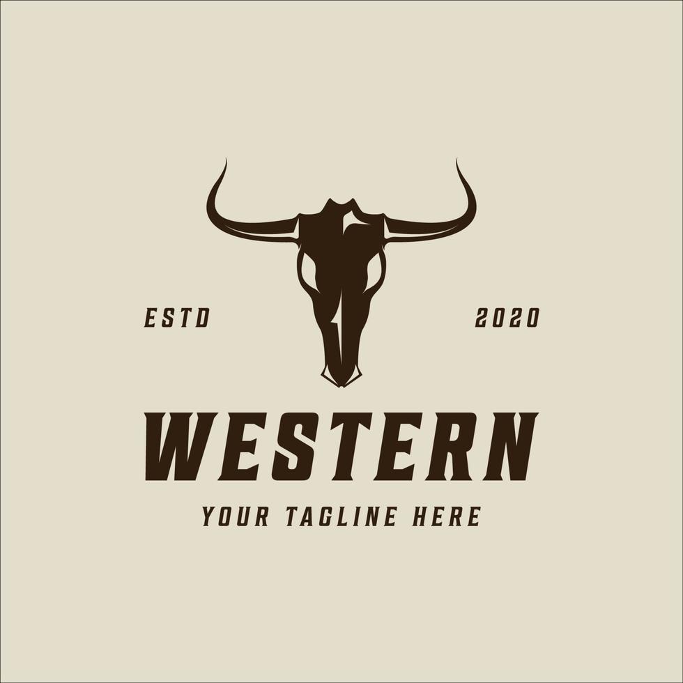 testa di Toro cranio logo Vintage ▾ vettore illustrazione modello icona grafico design. occidentale Texas Longhorn cartello o simbolo per macellaio o ranch e bestiame concetto