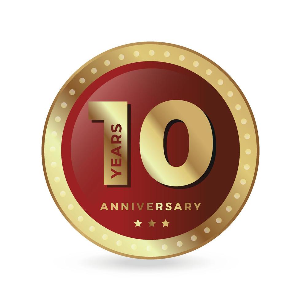 10 ° decimo anniversario festeggiare icona logo etichetta vettore evento oro colore scudo