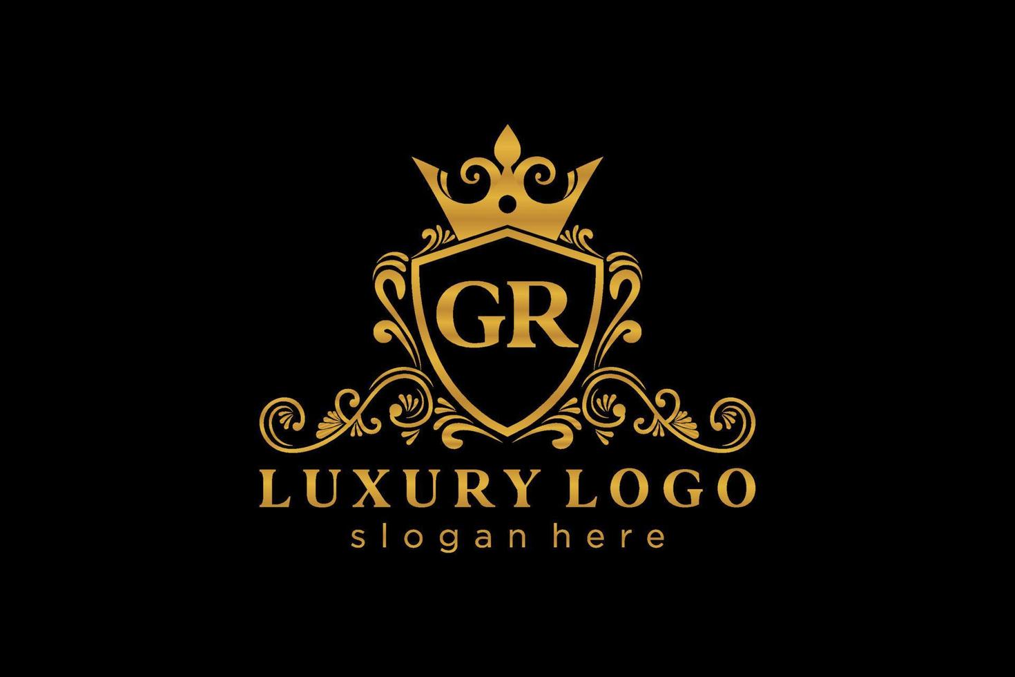 iniziale gr lettera reale lusso logo modello nel vettore arte per ristorante, regalità, boutique, bar, Hotel, araldico, gioielleria, moda e altro vettore illustrazione.