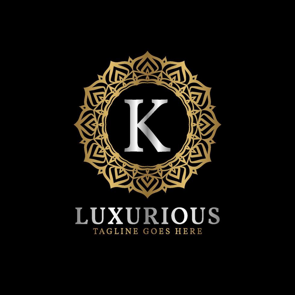 lettera K lussuoso decorativo fiore mandala arte iniziali vettore logo design per nozze, terme, Hotel, bellezza cura