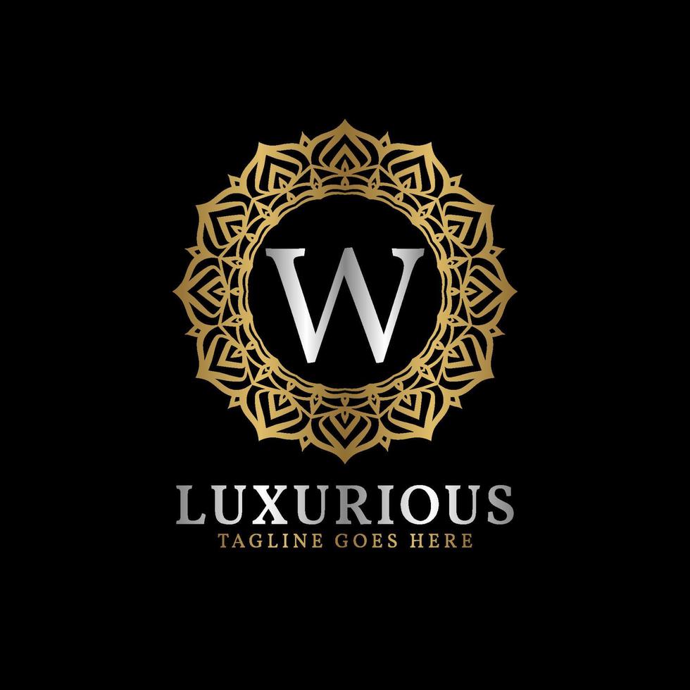 lettera w lussuoso decorativo fiore mandala arte iniziali vettore logo design per nozze, terme, Hotel, bellezza cura