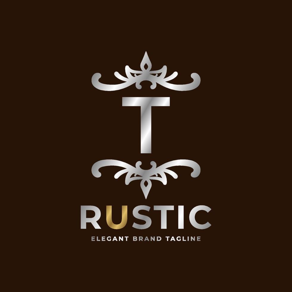 lettera t rustico vettore logo modello design per moda, nozze, terme, salone, Hotel, ristorante, bellezza cura
