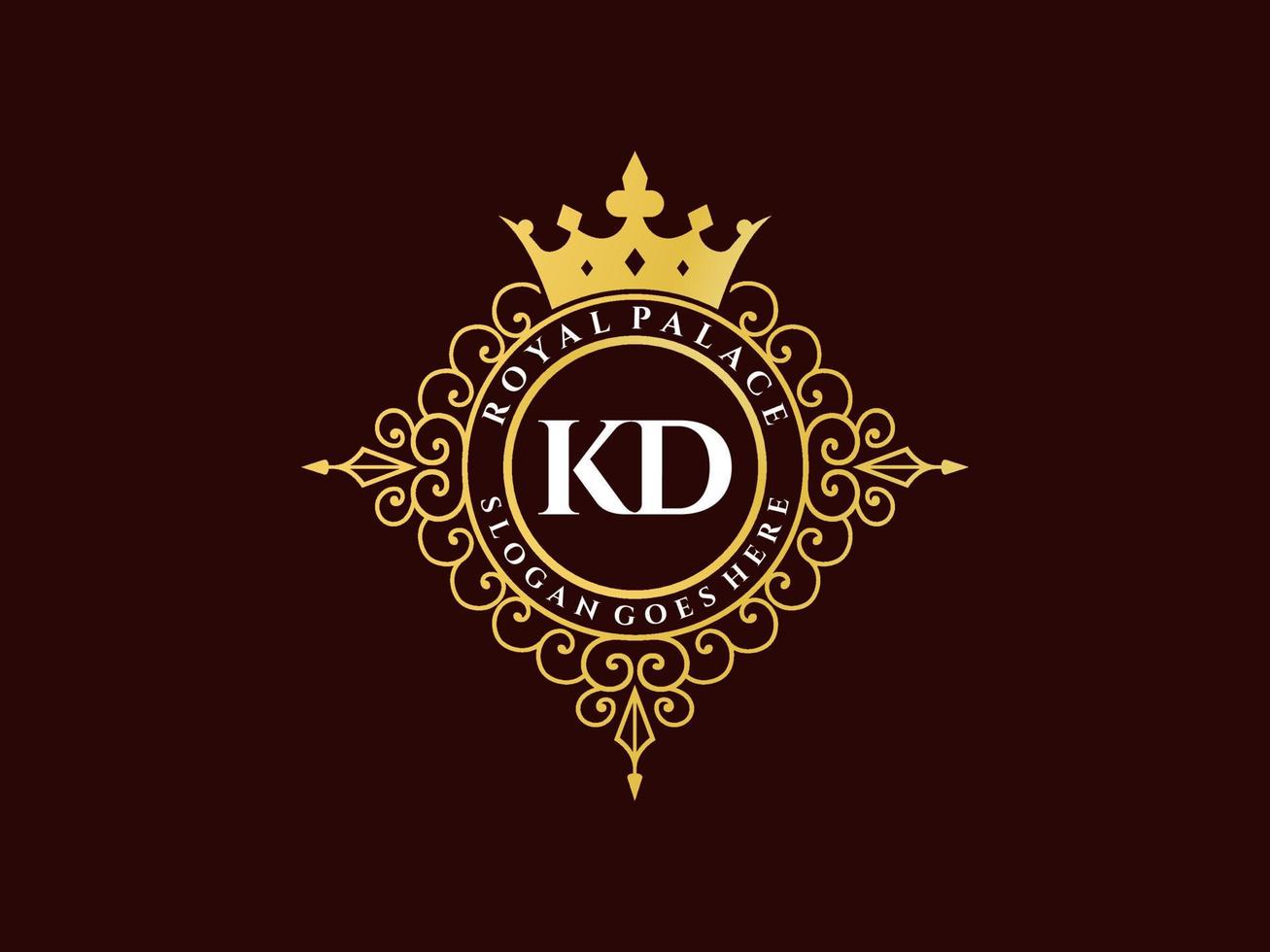 lettera kd antico reale lusso vittoriano logo con ornamentale telaio. vettore