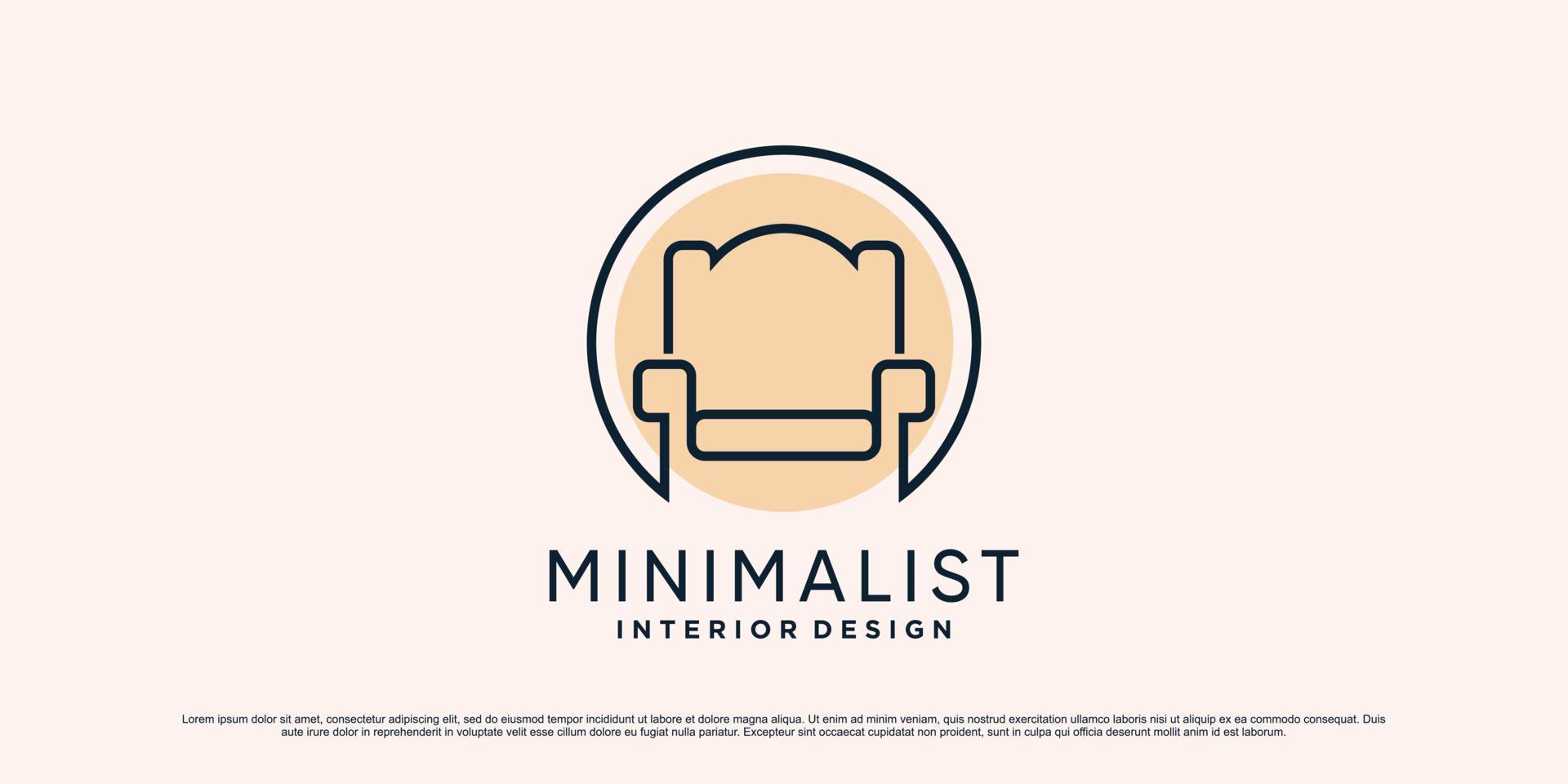 minimalista mobilia logo design illustrazione per interno casa con moderno concetto vettore