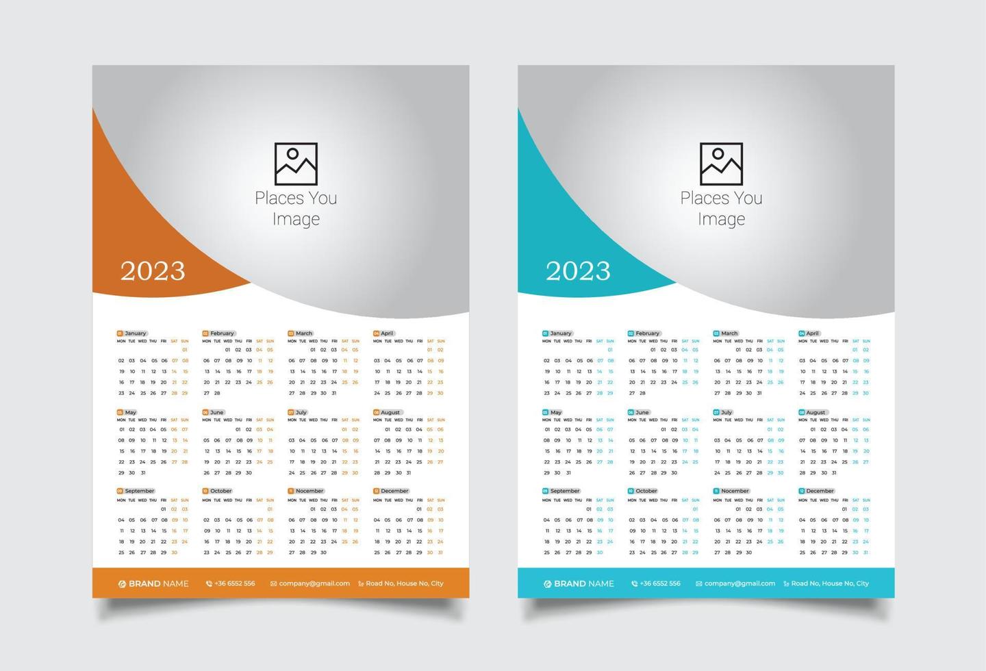 parete calendario 2023 design vettore