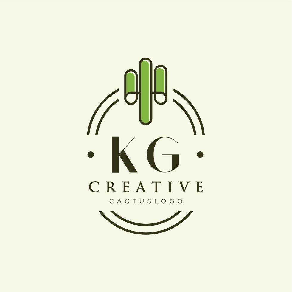 kg iniziale lettera verde cactus logo vettore