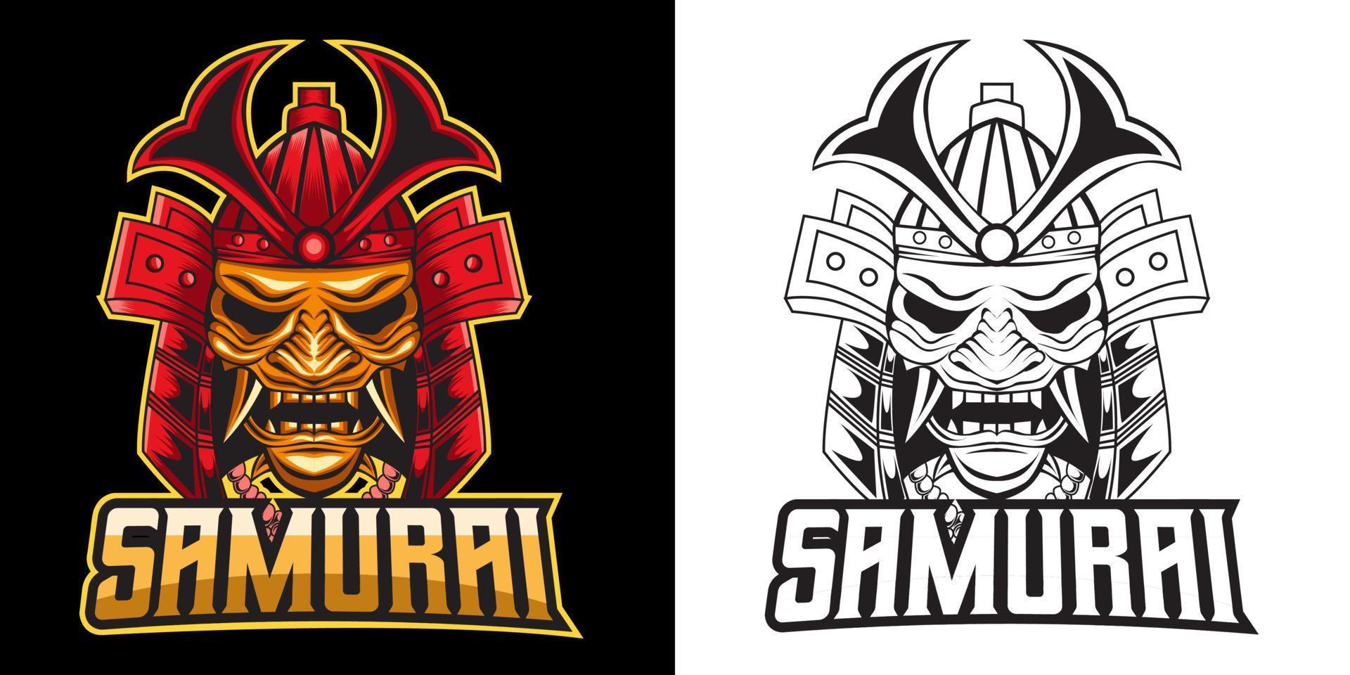 design della mascotte del logo esport samurai vettore